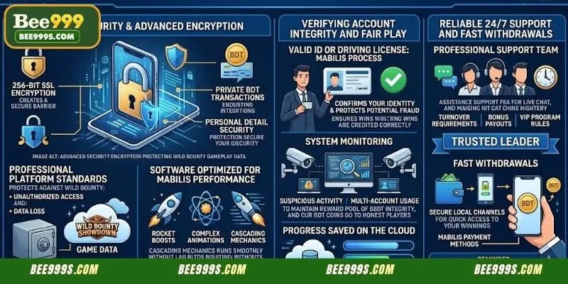 Advanced security encryption protecting Wild Bounty gameplay data