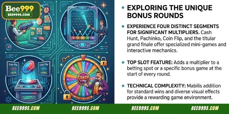 Professional host spinning the colorful and interactive Crazy Time wheel